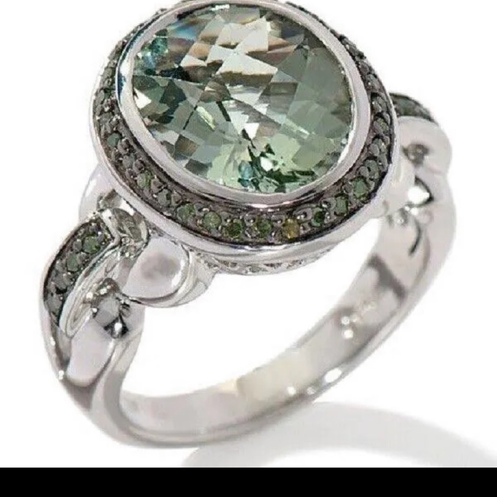 Prasiolite/Green Amethyst SS ring sz 6 - Picture 2 of 8